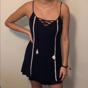 Cute Navy Lace Tank Top Dress